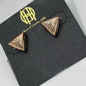 House of Harlow Rose Gold Plated Puff Pyramid‎ Textured Stud Earrings New
